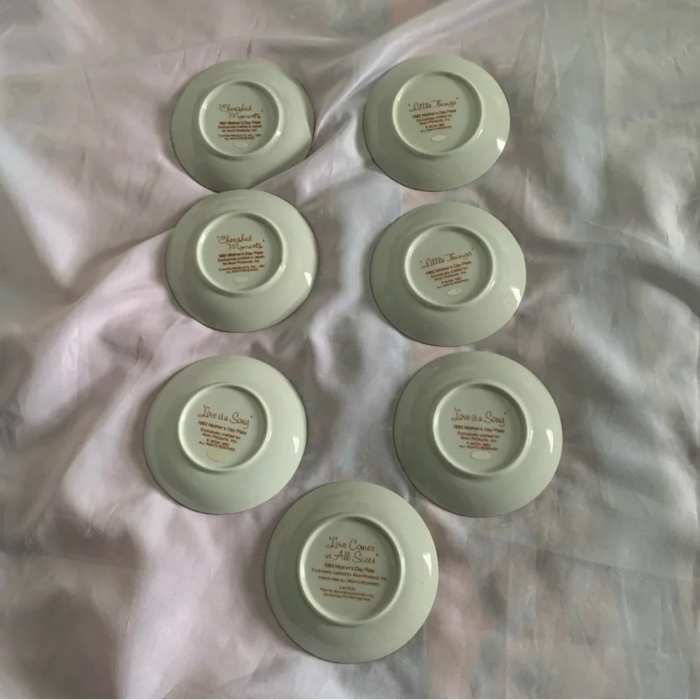 Avon Mother’s Day Collectible Porcelain Plates Set of 7 Children Illustrations